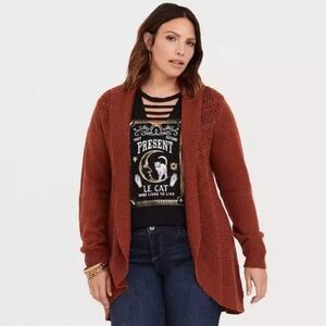 Torrid Size 3 Rust Open Front Duster Cardigan Shawl Collar 3X